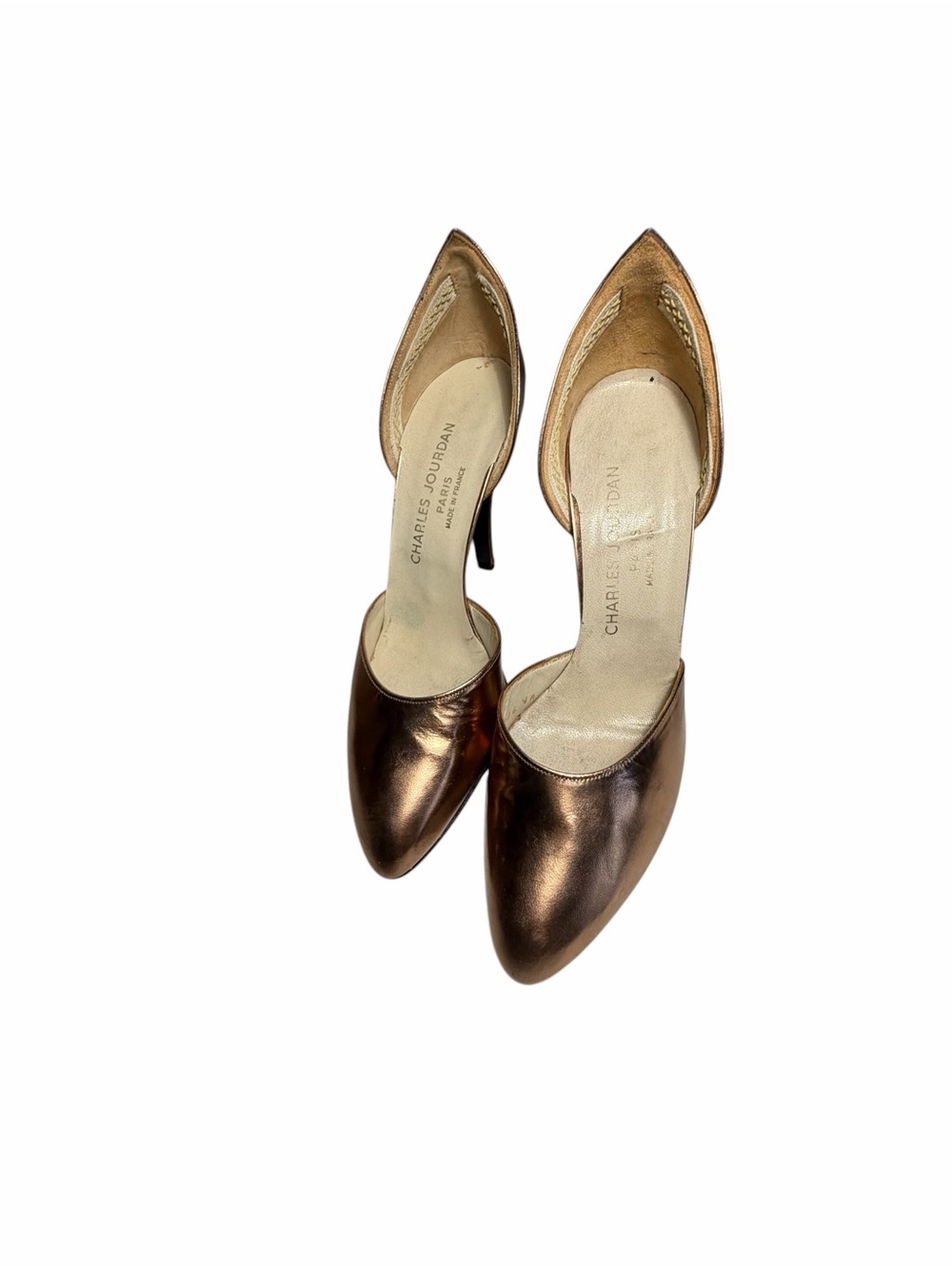 Charles Jourdan Metallic Bronze Pointed-Toe Women’s D'Oray Pumps Sz 7 - Picture 3 of 12